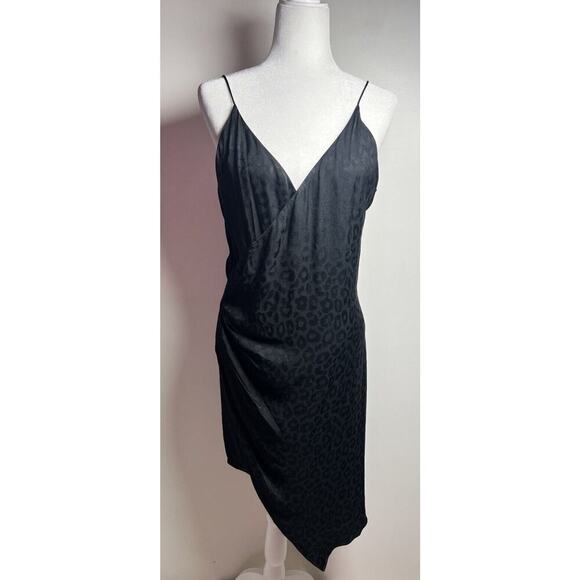 Cushnie X Target Dress womens Size 8 Wrap satin leopard print Black slip Party - Picture 1 of 13